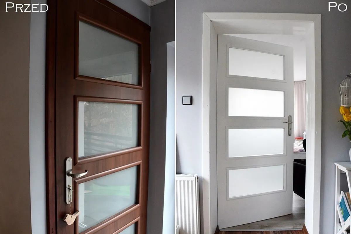 Malowanie drzwi z okleiny bez szlifowania przed i po