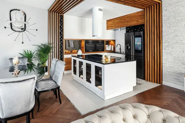 Lamele drewniane kuchnia salon