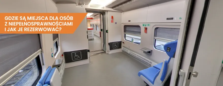 wnętrze pociągu Pendolino z miejscem dla osoby na wózku