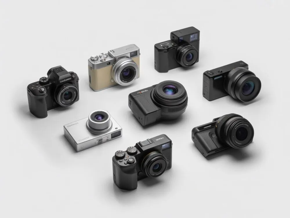 różne typy aparatów fotograficznych smartfon kompakt lustrzanka