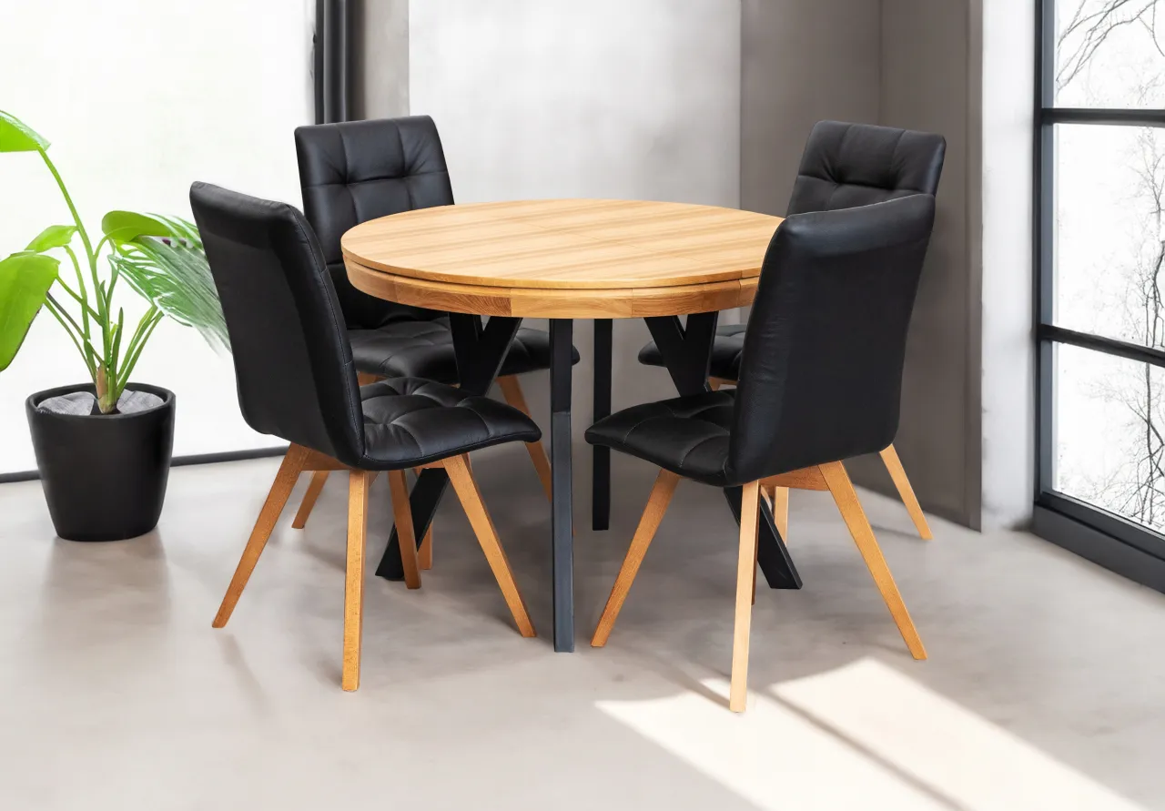 okrągły st&oacute;ł krzesła styl skandynawski loft glamour nowoczesny