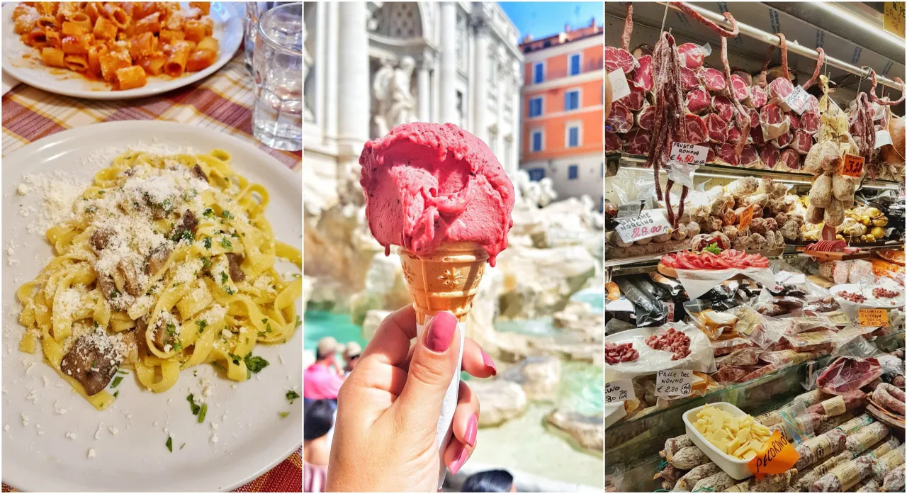 Gdzie zjesc w Rzymie? Pyszny makaron, lod w rożku przy Fontannie di Trevi i lokalne wędliny.