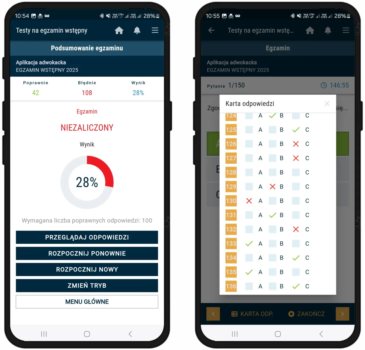 egzamin wstępny na aplikację prawniczą, test wielokrotnego wyboru