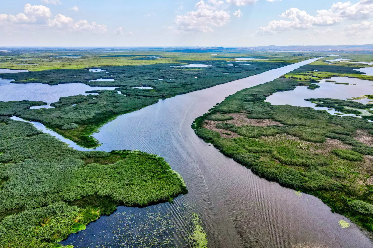Delta Dunaju widok z lotu ptaka
