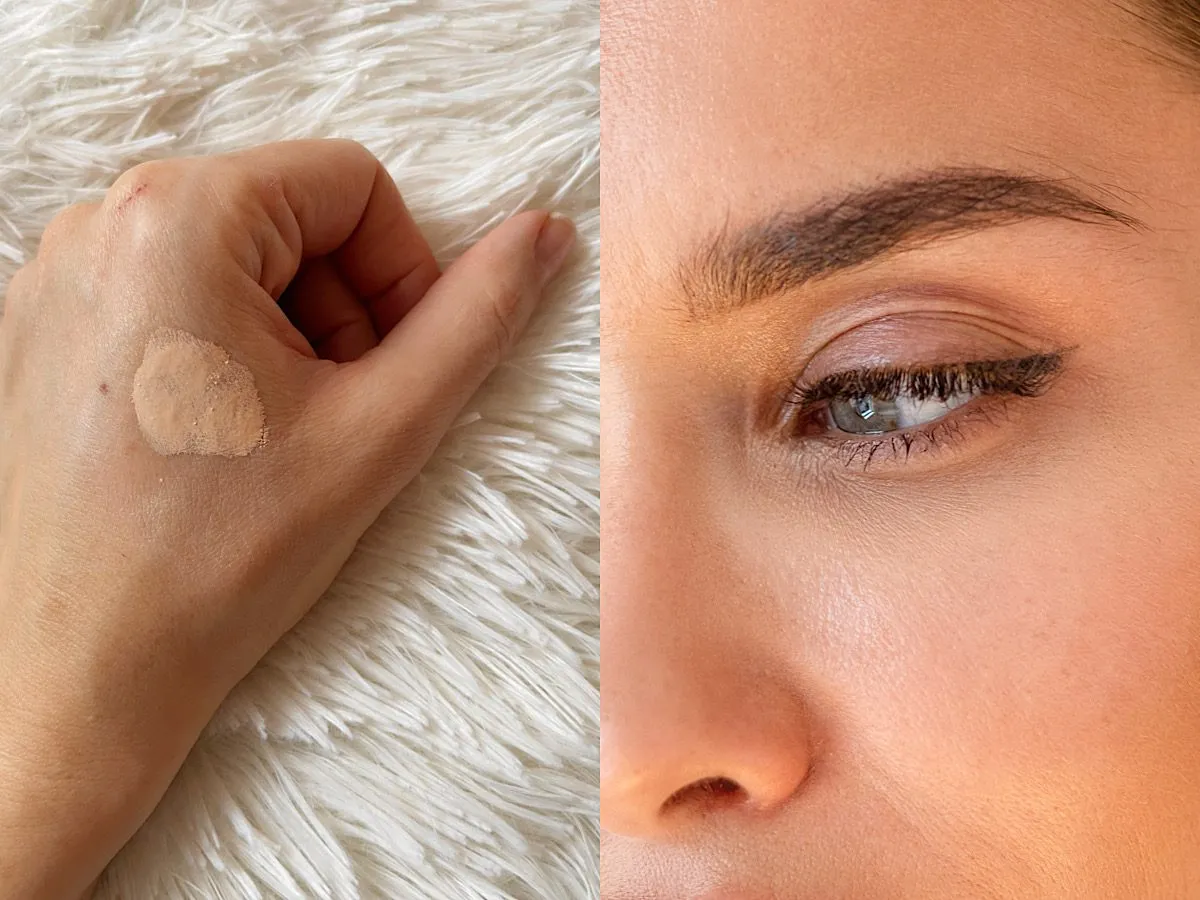 Lirene Nature Matte podkład na twarzy przed i po