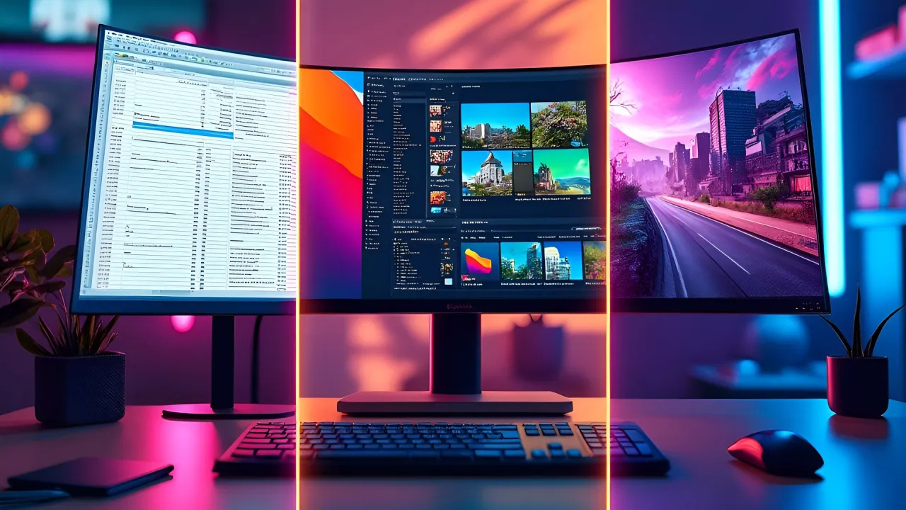 Osoba pracująca przy komputerze z komfortowym monitorem