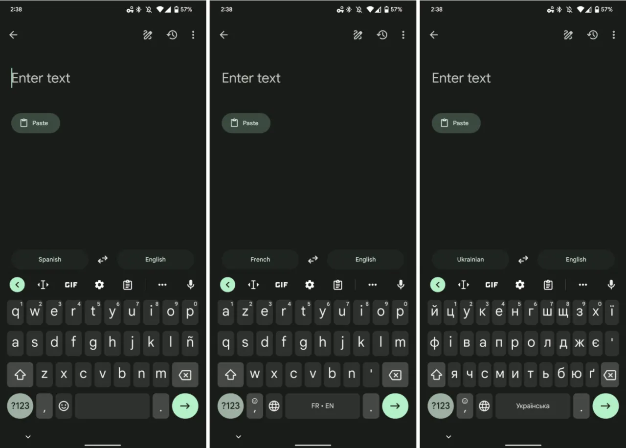 klawiatura Gboard z widoczną ikoną Tłumacza Google