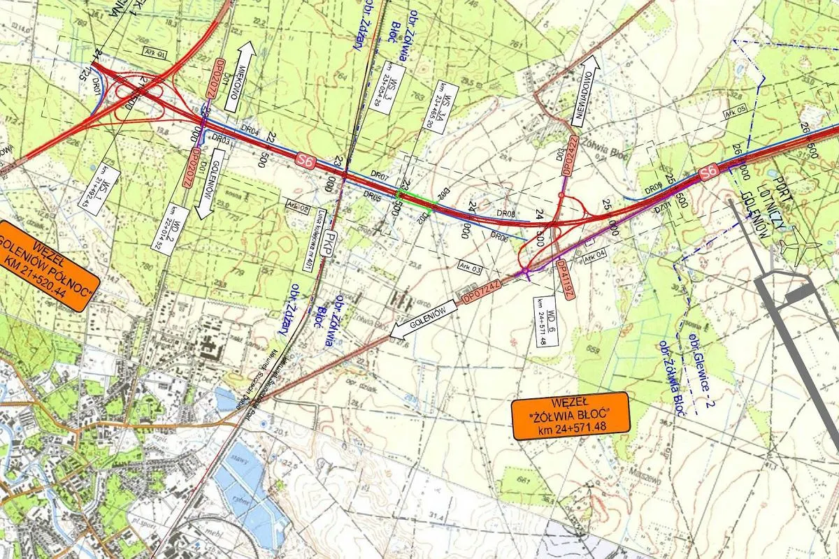 Lotnisko Szczecin Goleni&oacute;w mapa dojazdu do Kołobrzegu