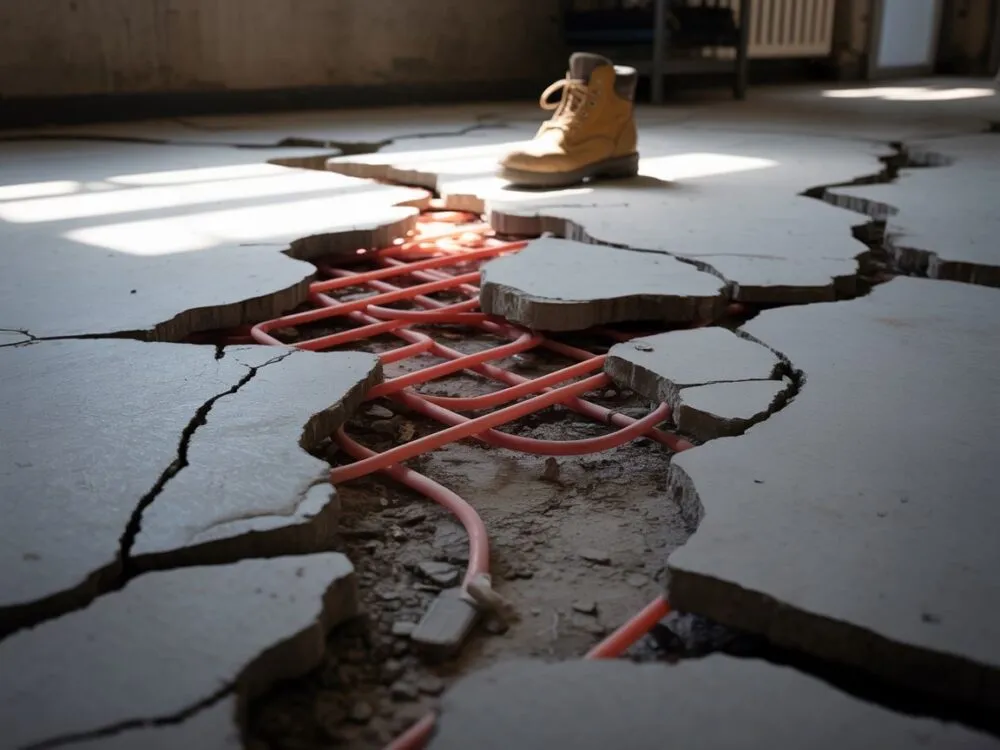pęknięta wylewka podłogowa