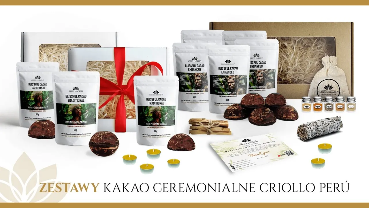 różne formy kakao ceremonialnego opakowania