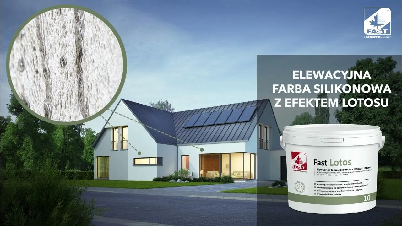 efekt lotosu na elewacji, krople wody na farbie silikonowej