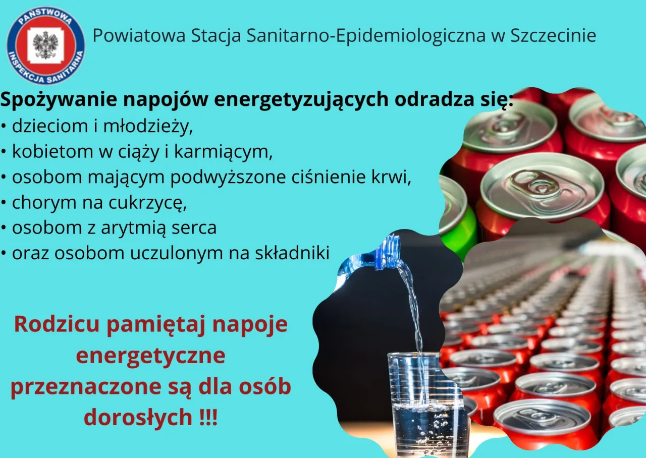 Szkodliwe składniki napojów energetycznych infografika