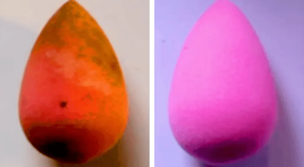 zniszczona gąbka do makijażu do wymiany