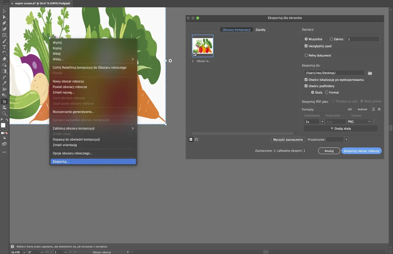 Menu kontekstowe w Photoshopie pokazuje opcję 
