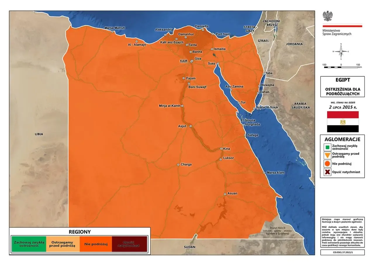 Mapa bezpieczeństwa Egipt MSZ