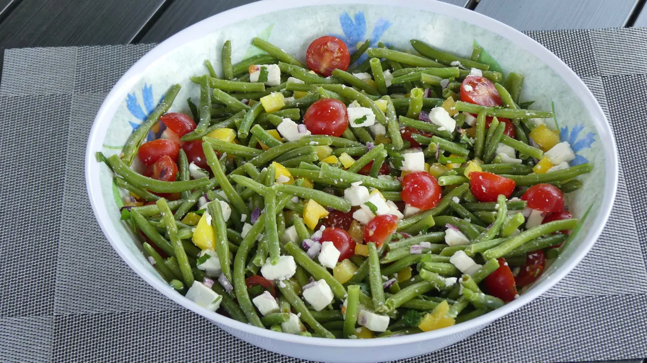 Dressage salade haricots verts