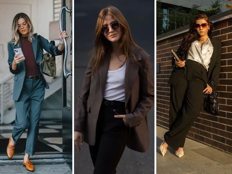 Czarne spodnie stylizacje biuro casual wieczór