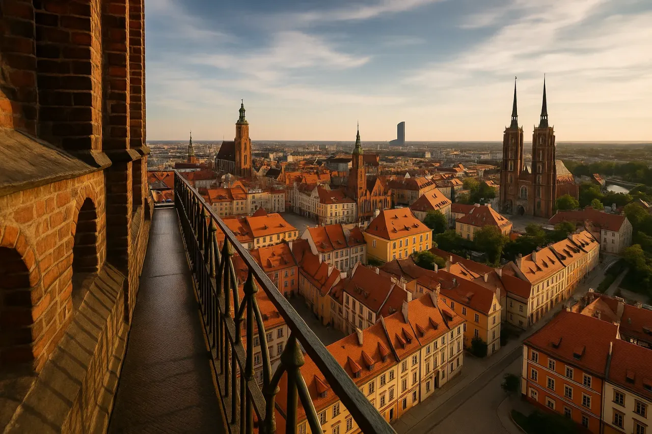 Wrocław panorama Sky Tower Mostek Pokutnic