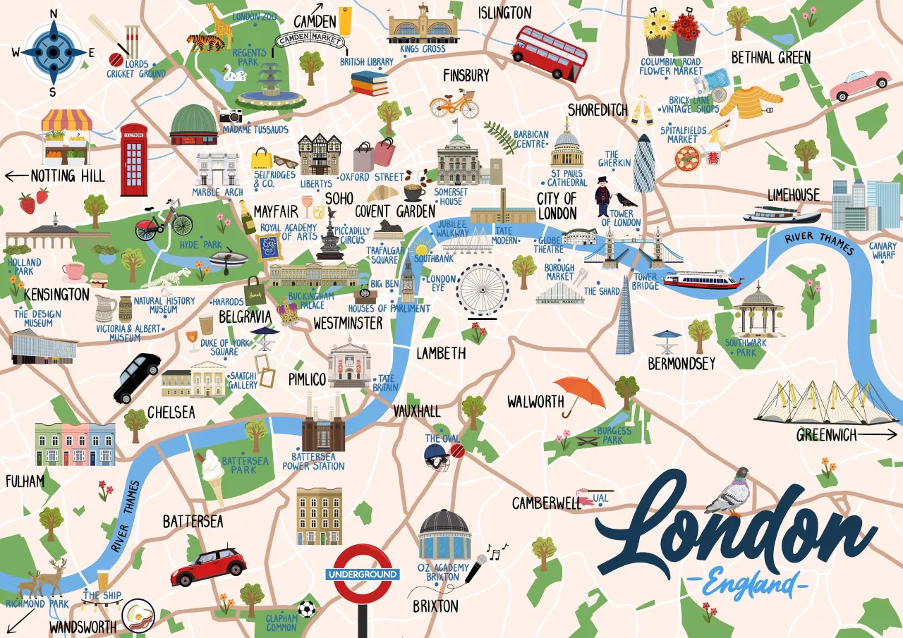 Mappa zone turistiche Londra