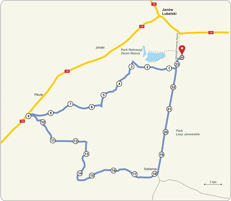 Lasy Janowskie szlaki rowerowe