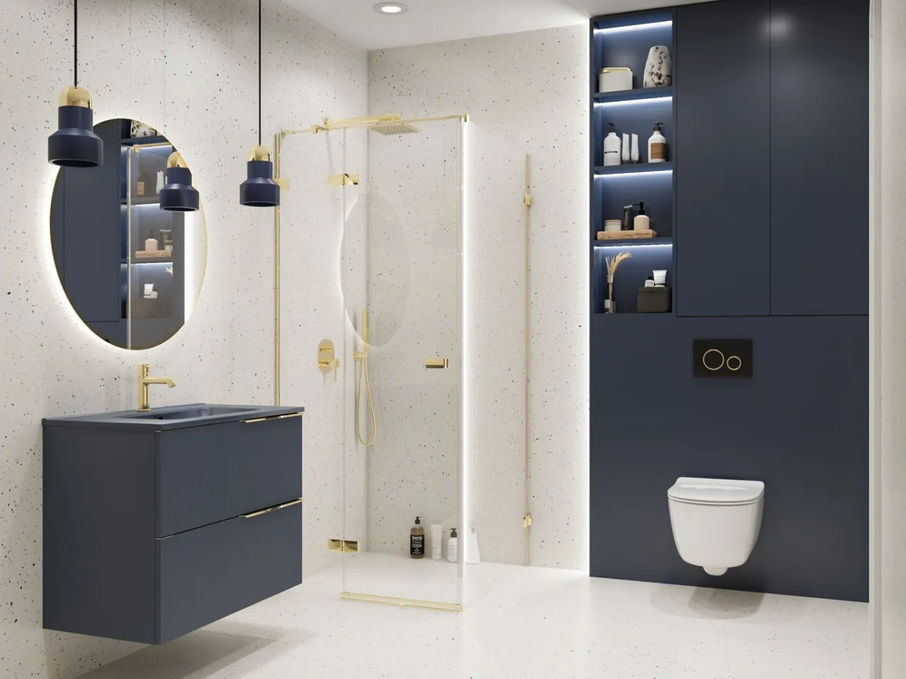 Jasne kolory mała łazienka bez okna