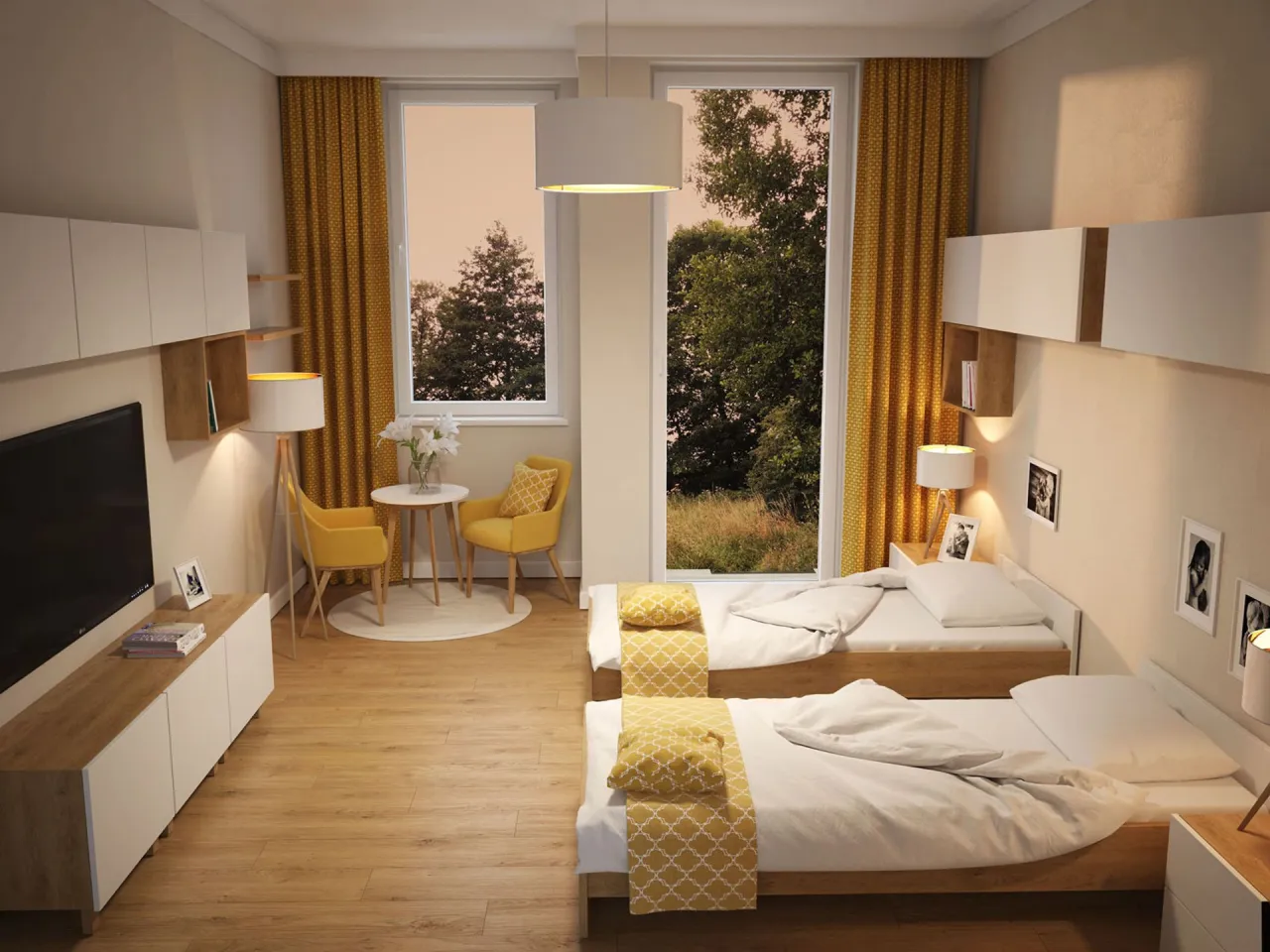 Komfortowy pokój w domu opieki dla seniorów