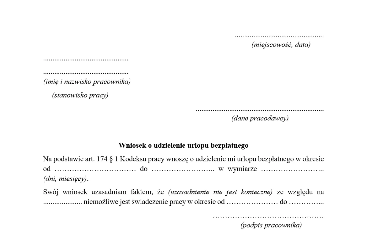 pracownik odmawia urlopu bezpłatnego, kodeks pracy, prawo pracy