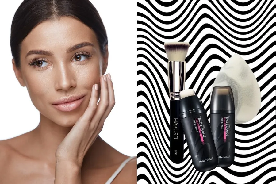 aplikacja kremu BB gąbką pędzlem palcami