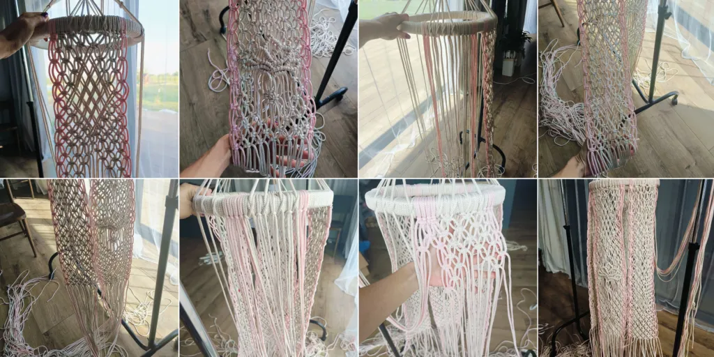 etapy tworzenia huśtawki makramy