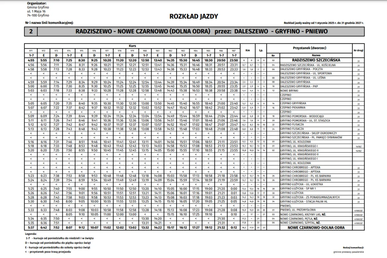 rozkład jazdy PKS Gryfino przystanek