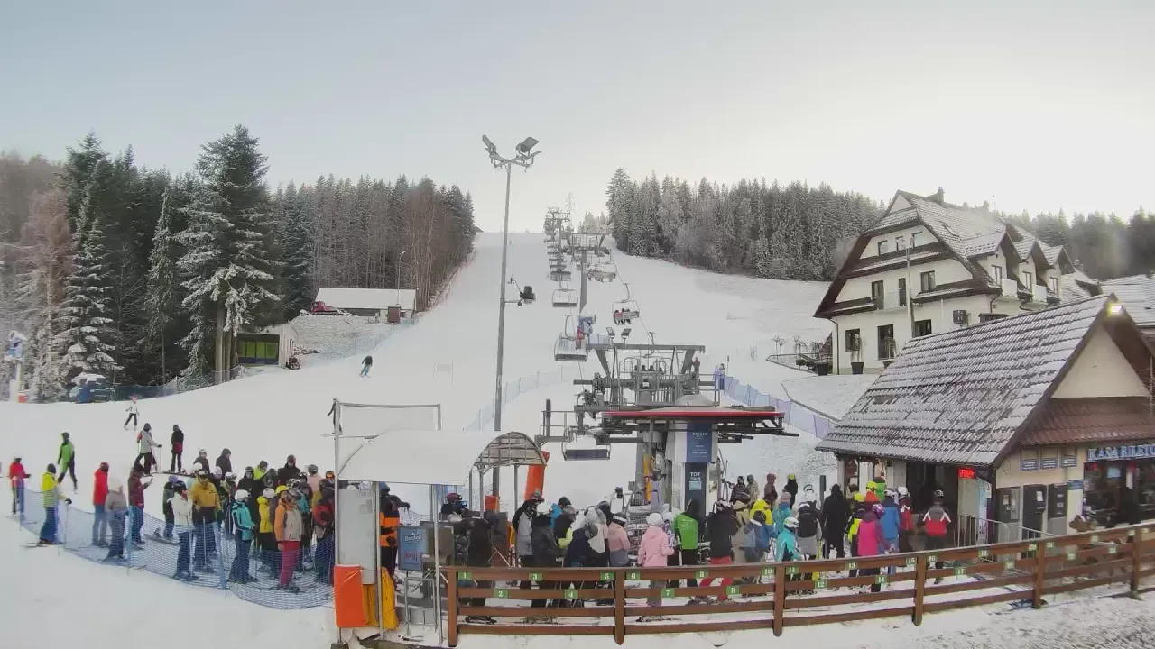 Beskidy zimą panorama stoków narciarskich
