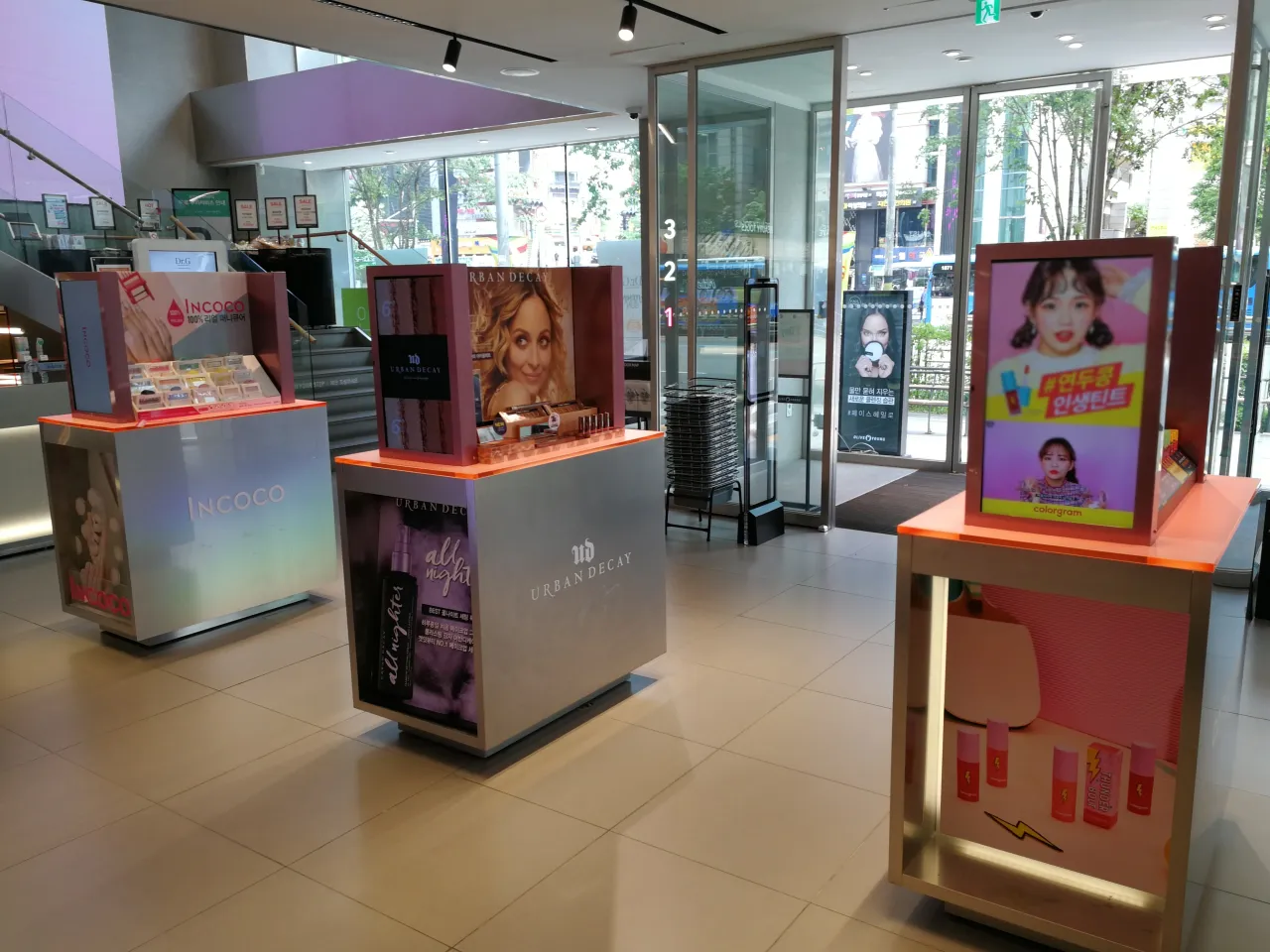 Korean beauty products display Olive Young