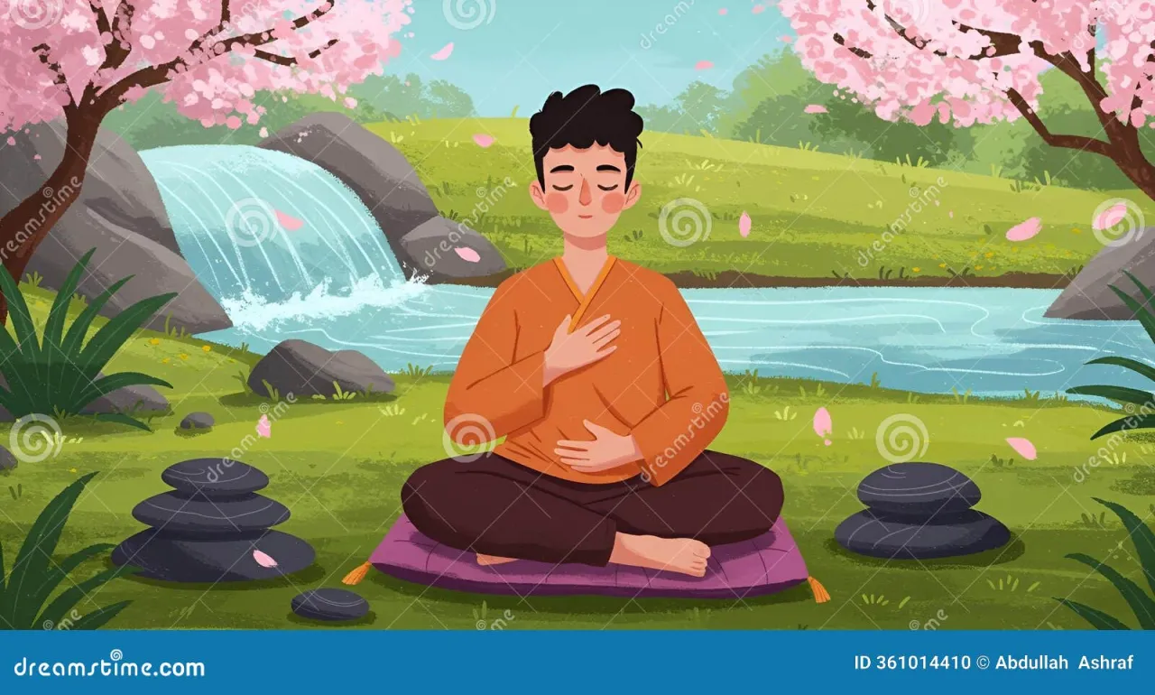 osoba praktykująca głębokie oddychanie w spokojnym otoczeniu