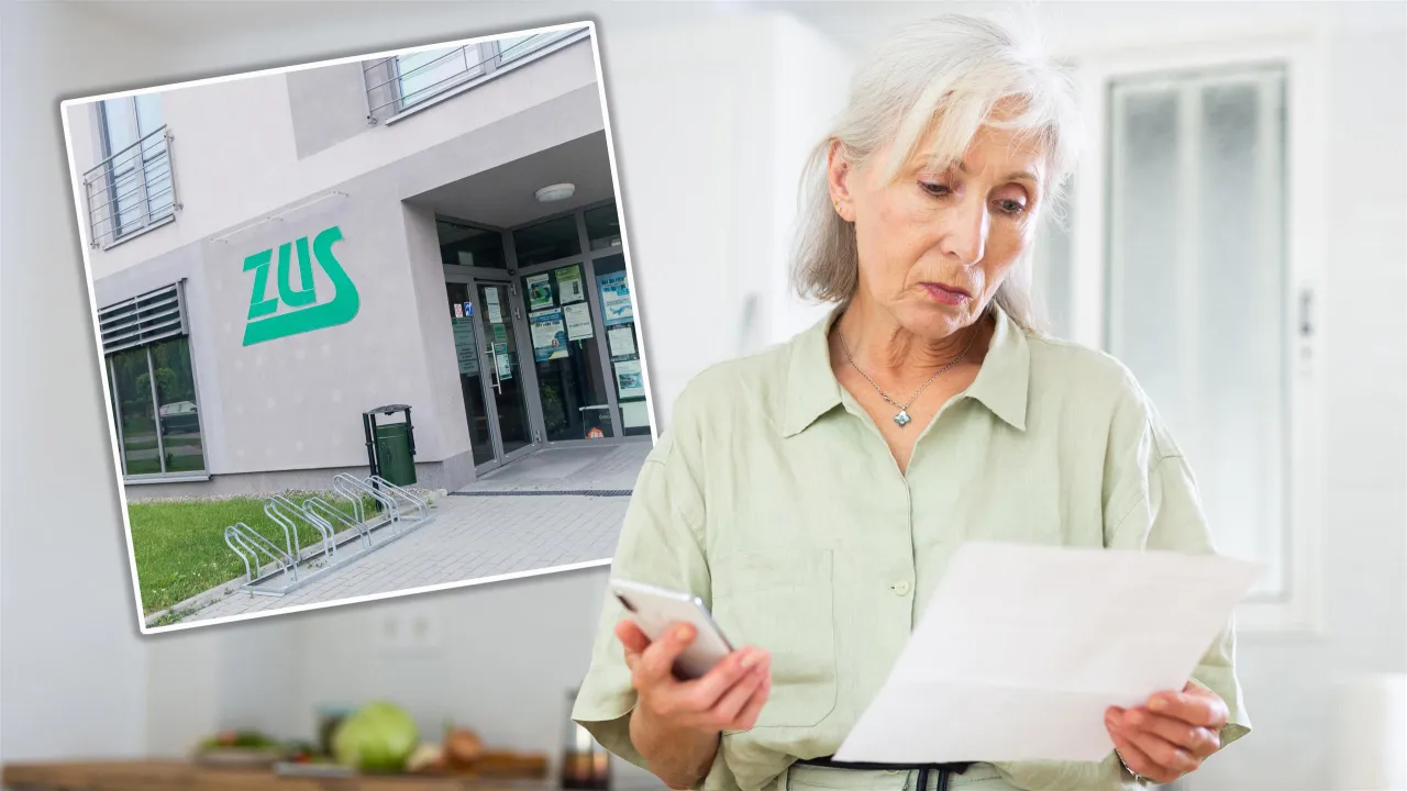 Kobieta w wieku emerytalnym przeglądająca dokumenty ZUS