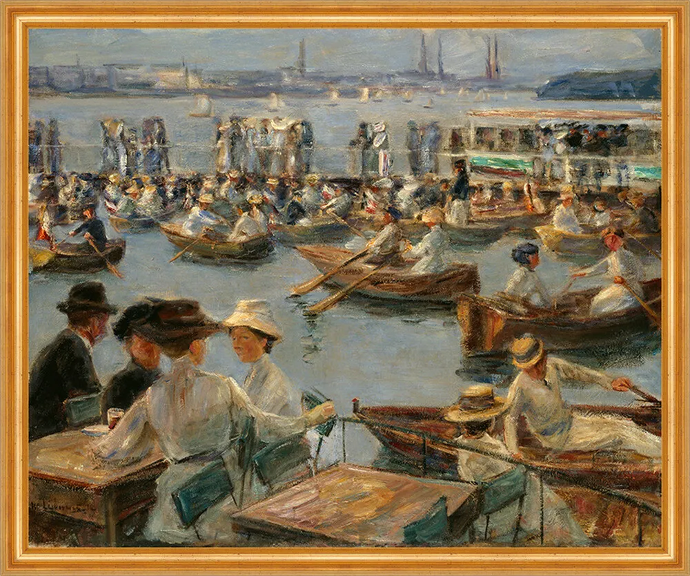 Impressionistisches Gem&auml;lde Hamburger Hafen im Stil von Max Liebermann