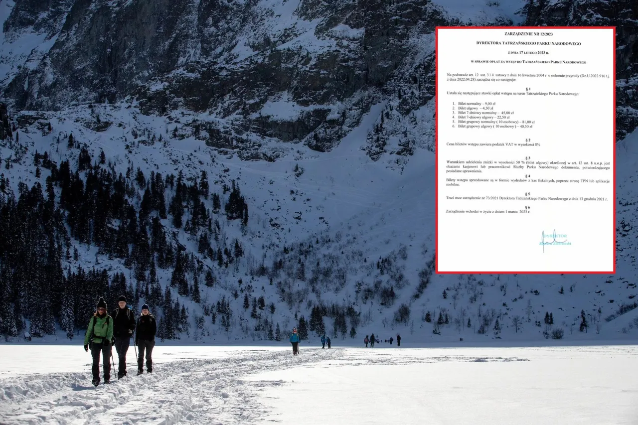 wejście do Tatrzańskiego Parku Narodowego cennik