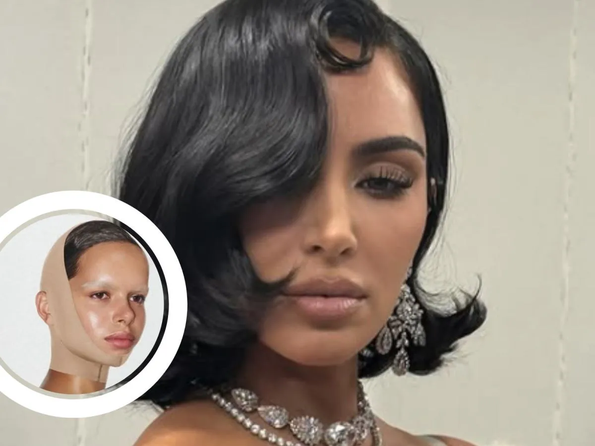 Kim Kardashian na Instagramie w stylizacji retro. W k&oacute;łku zdjęcie twarzy z opaską.