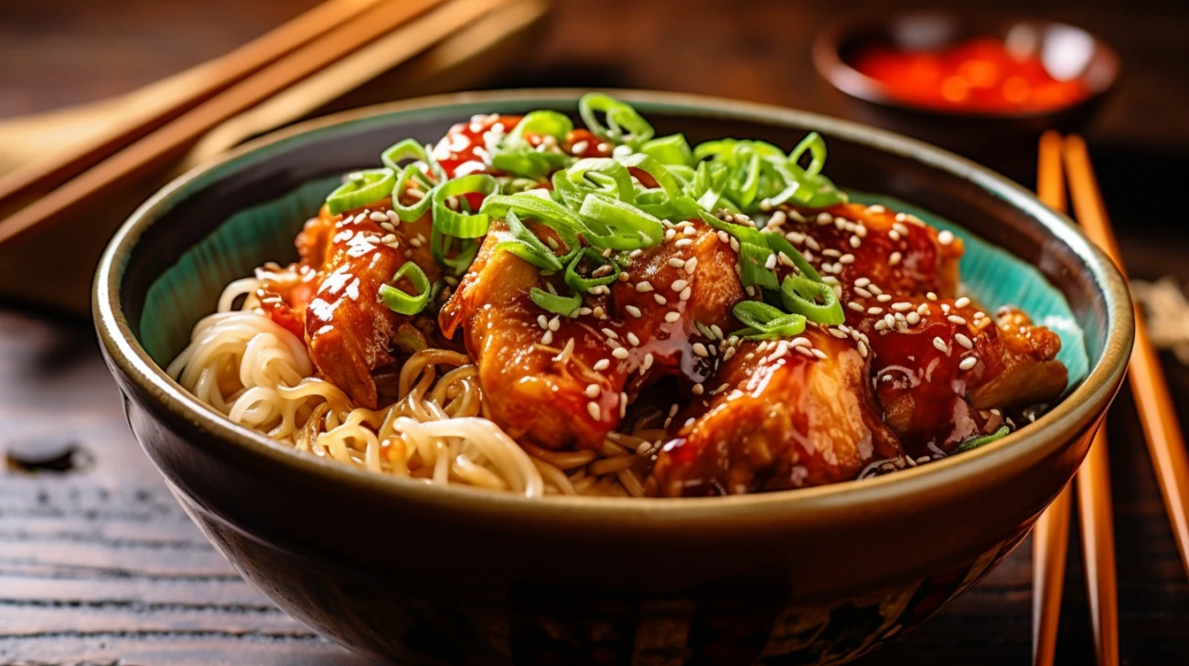 Kurczak Teriyaki z Makaronem Ryżowym - Przepis na Smaczną Potrawę