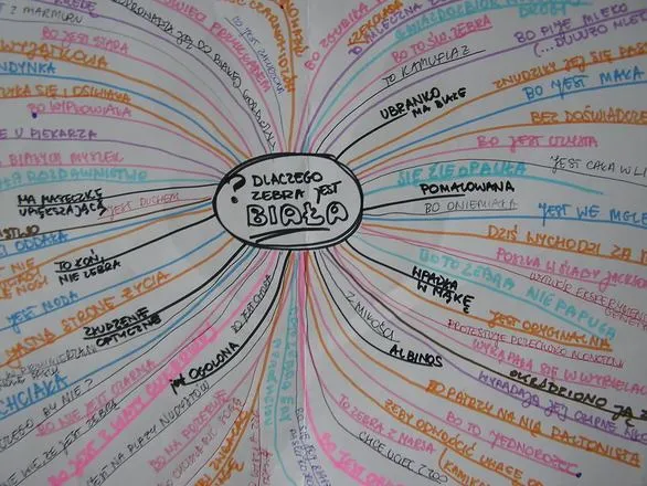 Uczeń tworzący mapę myśli z biologii