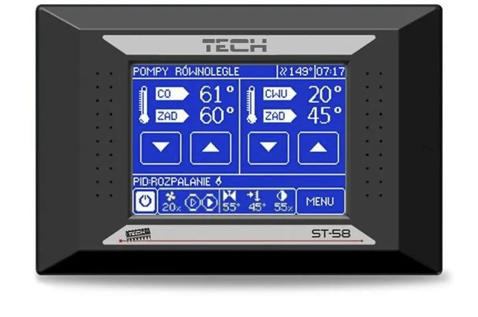 panel sterowania pieca na ekogroszek
