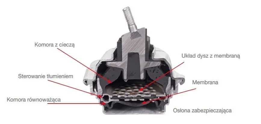 Por&oacute;wnanie: poduszka gumowo-metalowa i poduszka hydrauliczna silnika