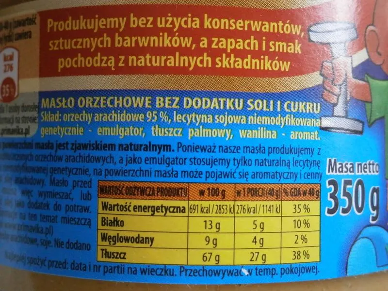 etykieta masła orzechowego dla psa ksylitol skład