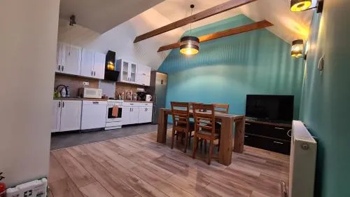 Wsp&oacute;lna kuchnia i salon w hostelu