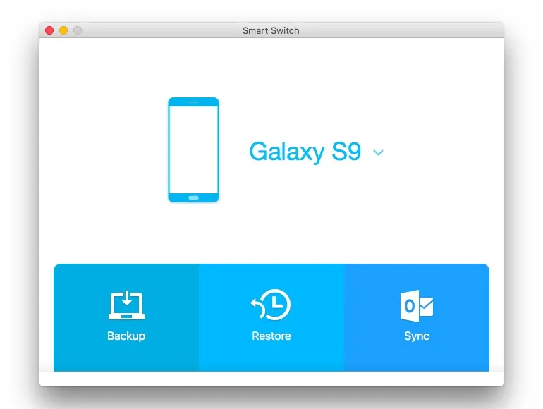 Samsung Smart Switch interfejs