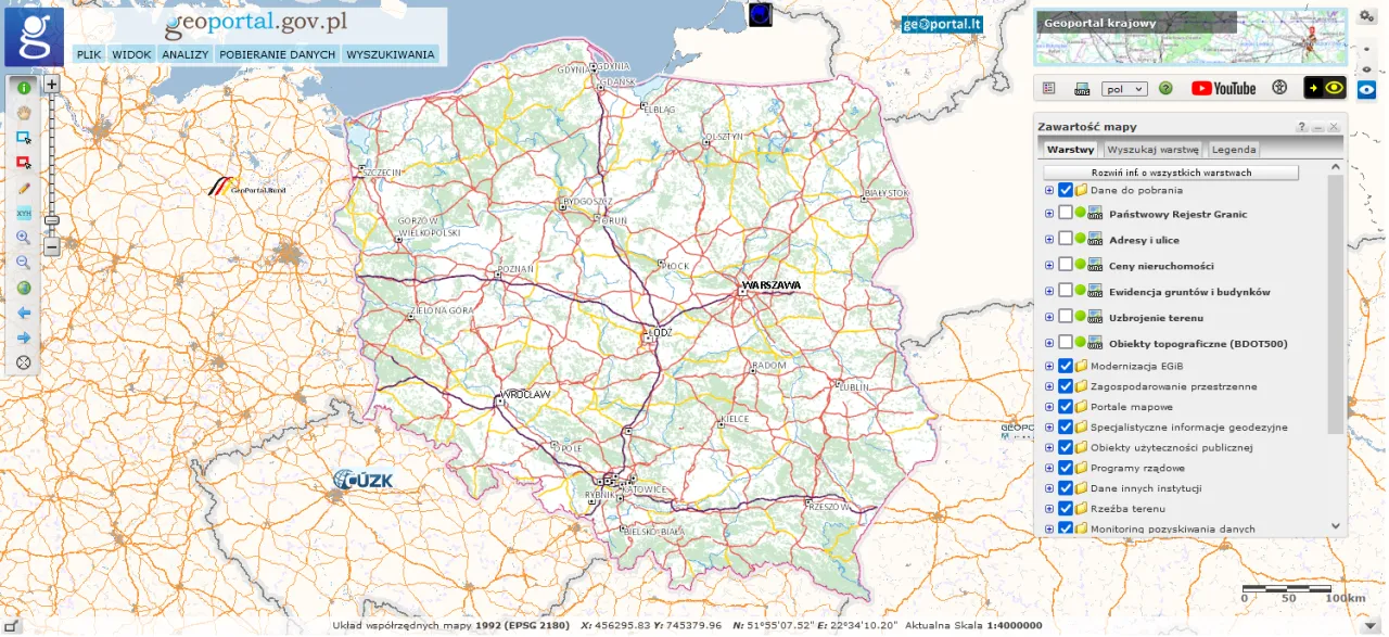 Geoportal.gov.pl interfejs mapy