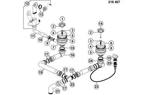 rodzaje syfon&oacute;w do zlewu dwukomorowego schemat