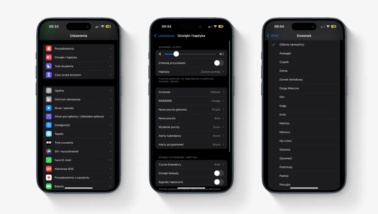 iPhone ustawienia dźwięk&oacute;w i haptyki