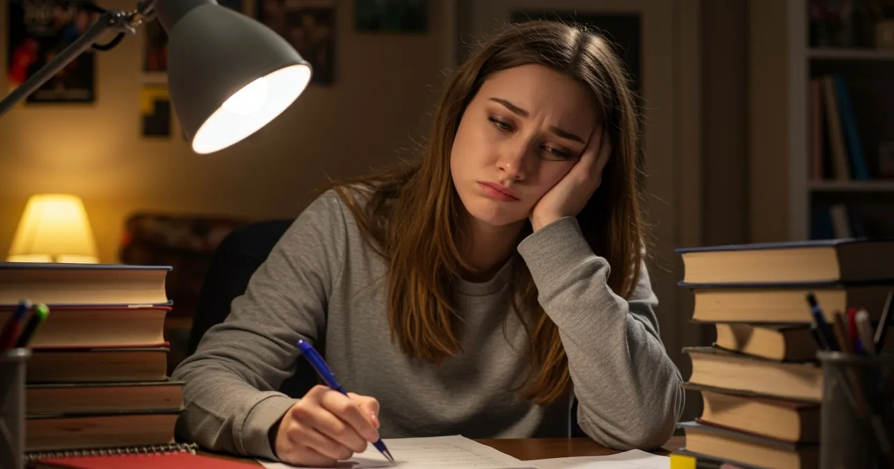 młoda osoba zestresowana egzaminem maturalnym, ale z nadzieją