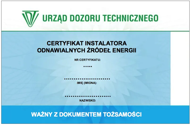 Certyfikowany instalator OZE