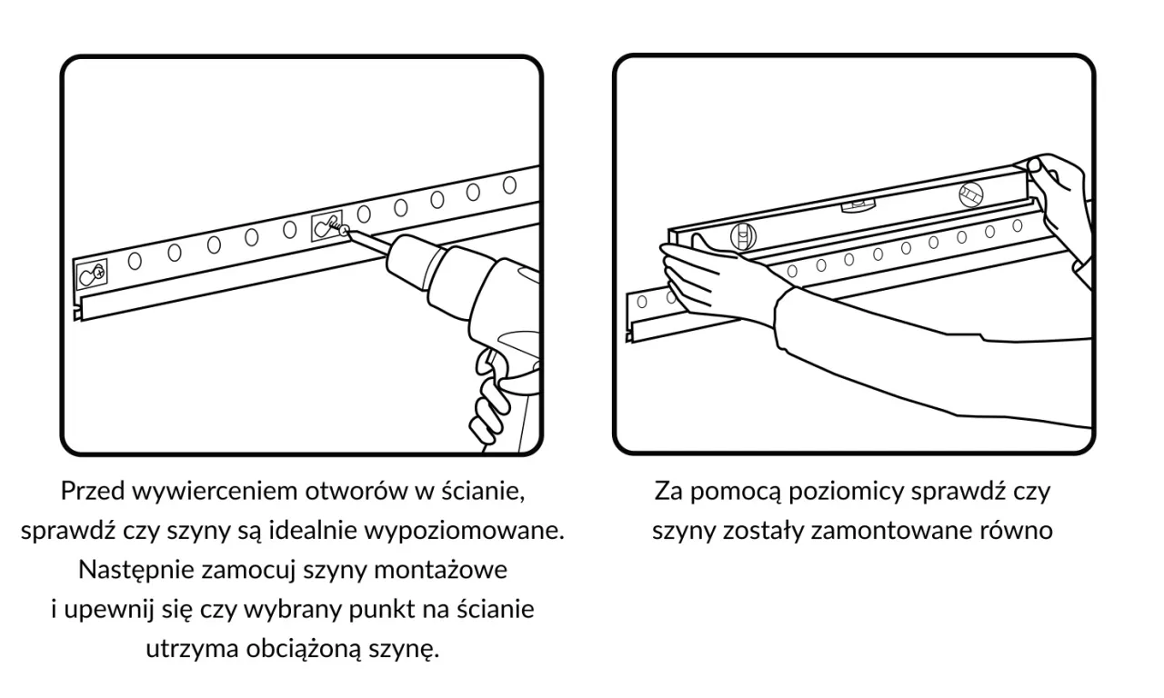 Montaż szyny do szafek na ścianie GK